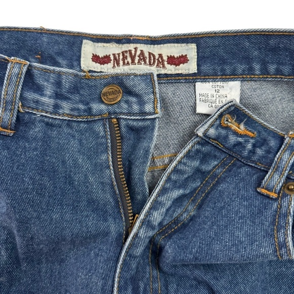 Nevada Vintage High Rise Tapered Leg Rigid Denim Dark Blue Wash Jeans 12 - Picture 3 of 15